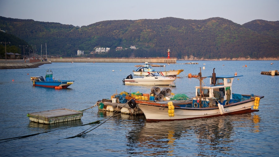Gujora Beach which includes a bay or harbor