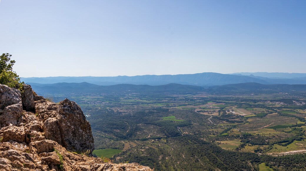 Rural landscape view on the valley of Pic Saint-Loup mountain in Languedoc-Roussillon, France
