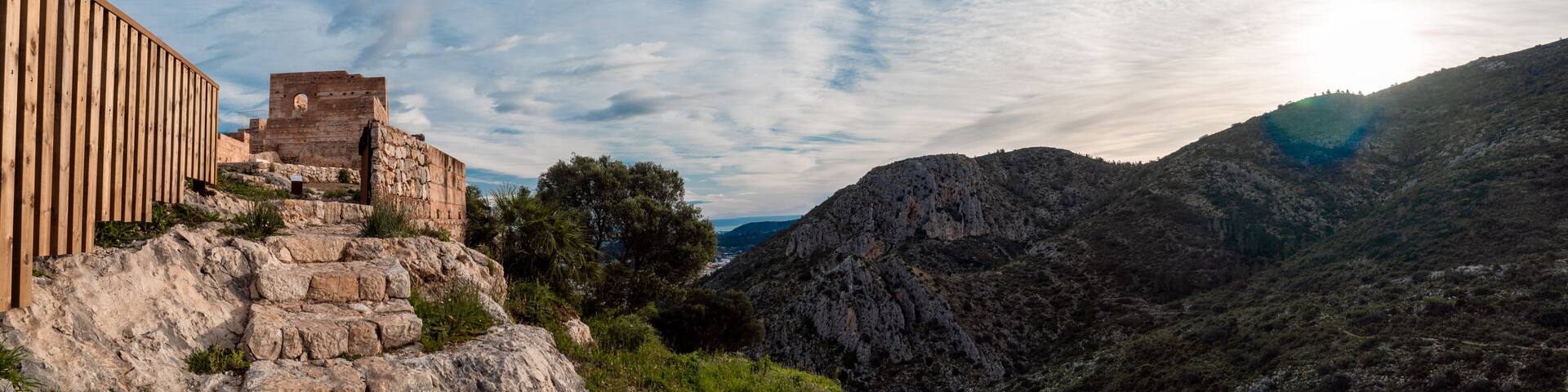 Ocaive's castle in the peak of the mountain, in Pedreguer, Comunidad Valenciana (Spain).