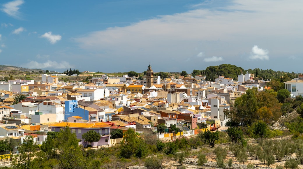 Landscape with Gata de Gorgos town on background, on a sunny day