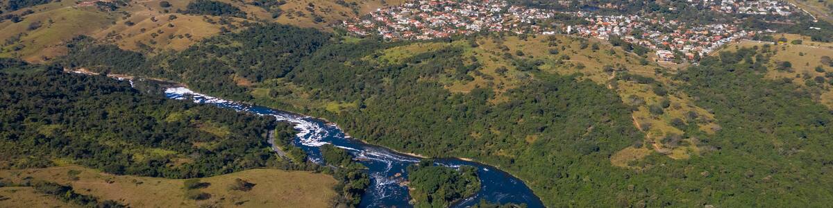 Tiete river seen from the top in Itu, Sao Paulo, Brazil