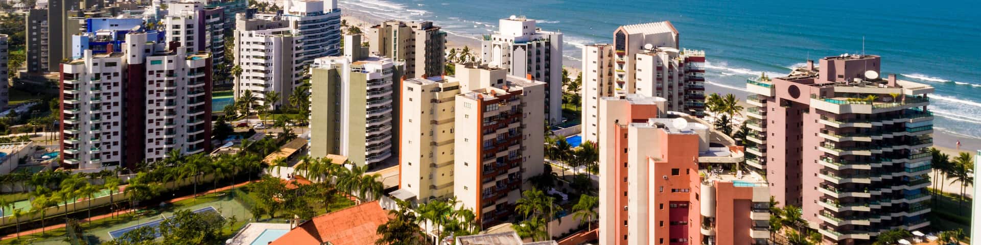Aerial View of Riviera Sao Lourenco Beach in Sao Paulo, Brazil