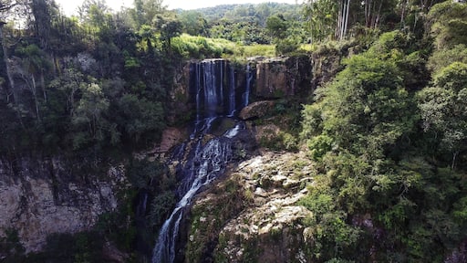 Waterfall in the middle of the forest. Usina Waterfall, in Antônio Prado, Brazil