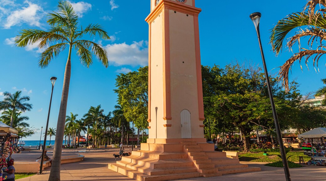 View of Cozumel tower in Central square, Quintana Roo, Mexico