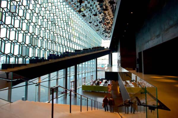Harpa caratteristiche di vista interna e architettura moderna