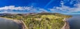 Isle of Arran, Scotland. Drone panorama landscape.