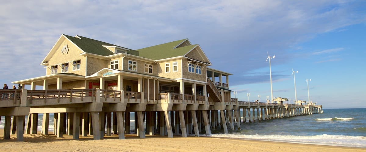 Jennette\'s Pier featuring a beach
