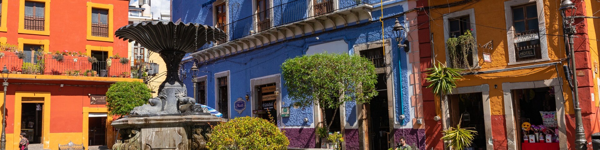 Guanajuato City historic center. Colorful homes built on hillside. Guanajuato State, Mexico.