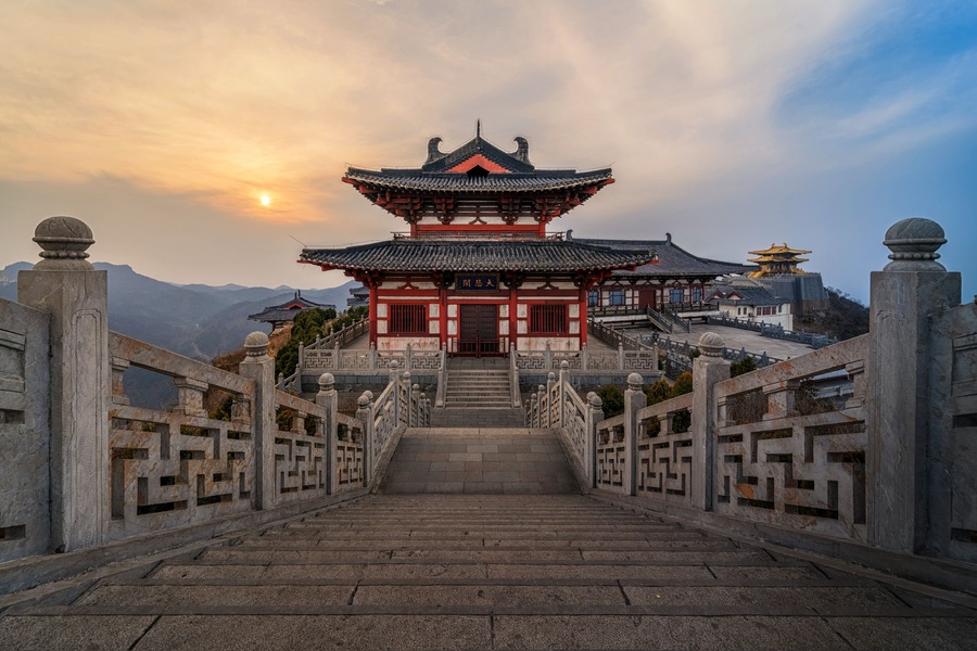View of the beautiful Suizhou Dahongshan in China captured during sunrise