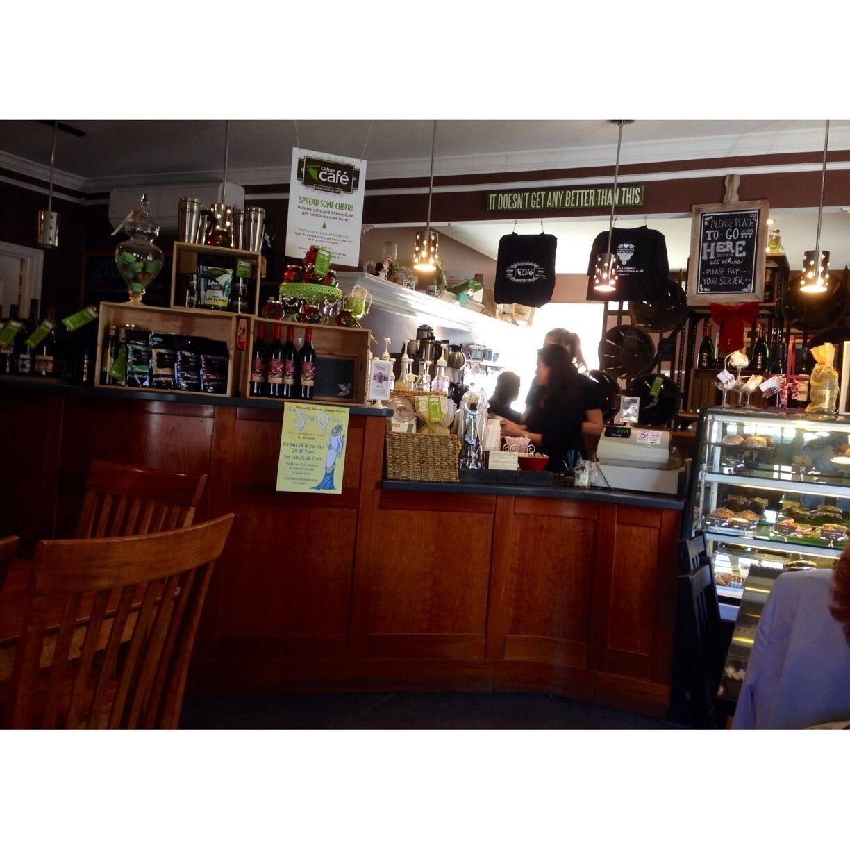 The Clifton Cafe located in the middle of the little town of Clifton on Main St is another very good coffee house. The added benefit aside from good coffee are their great crepes. Worth a stop and a neat little town to explore as well. 