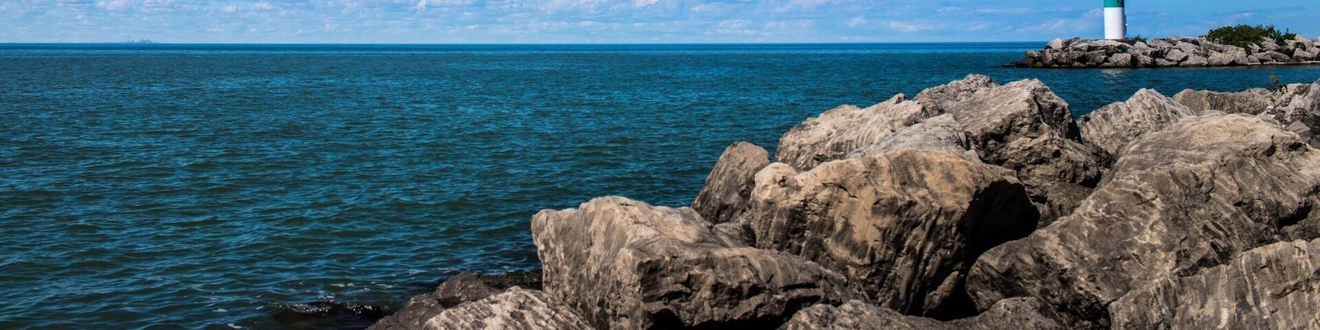 Views of Lake Ontario which Ontario comes from an Iroquois word meaning “beautiful lake”. Not pictured here but to the right of the shot is La Grande Hermine it is a replica of one of the 3 ships that Jacques Cartier used when exploring and the St. Lawrence river back in 1535. A side show attraction since it is half submerged due to arson in 2003. #bvsblue photo contest #lakeontario