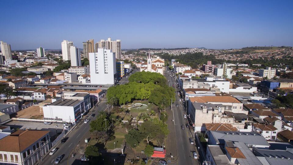 Aerial view of the city of Sao Joao da Boa Vista in Sao Paulo state in Brazil. July, 2016.; Shutterstock ID 465619685; Purchase Order: -