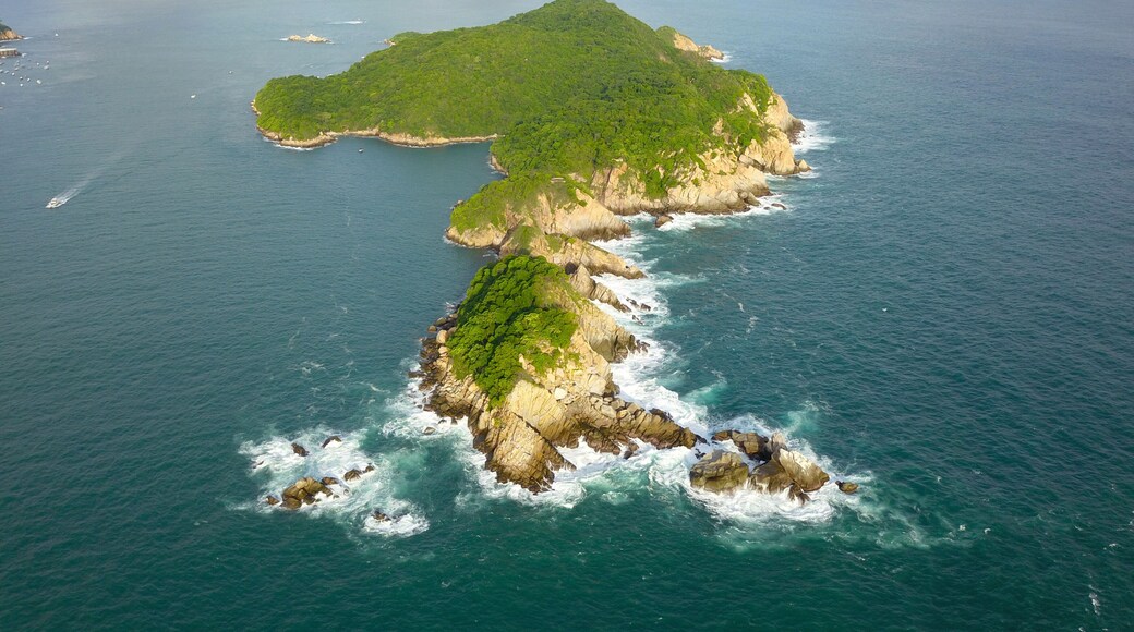 Drone view of the south side of the island of La Roqueta