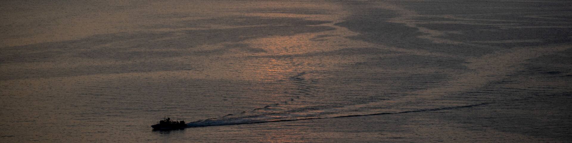 Atardecer en el océano Pacífico, Acapulco, México, Vista de la Isla de la Roqueta