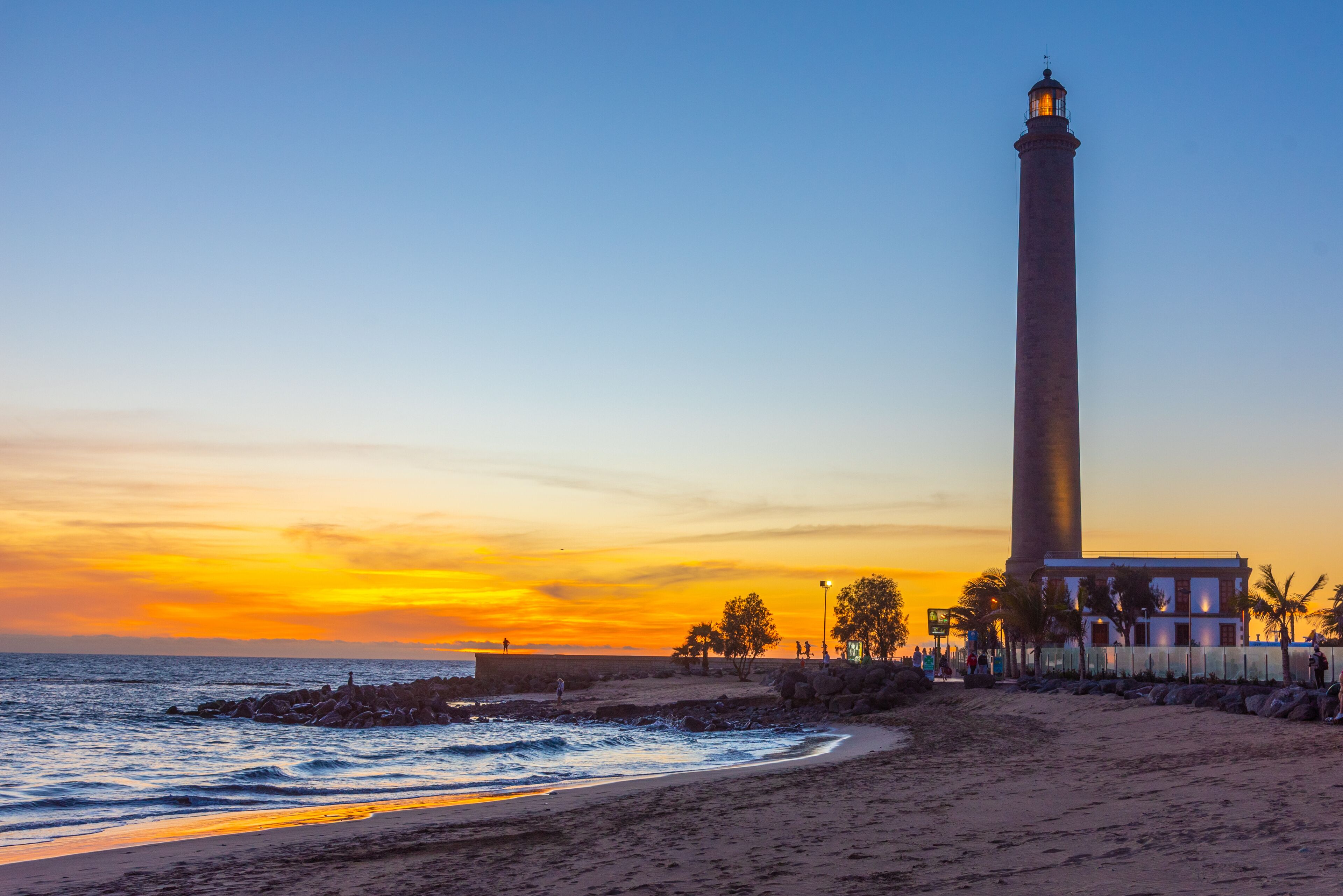 Sunset view of Maspalomas lighthouse at Gran Canaria, Canary Islands, Spain