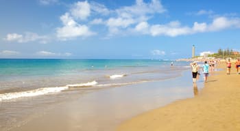 Maspalomas Lighthouse showing a beach and general coastal views