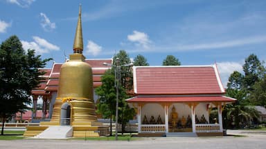 Building and stupa or chedi for thai people and foreigner travelers travel visit and respect praying god angel buddha statue at Wat Klong Thom or Khlong Thom Temple in Krabi, Thailand