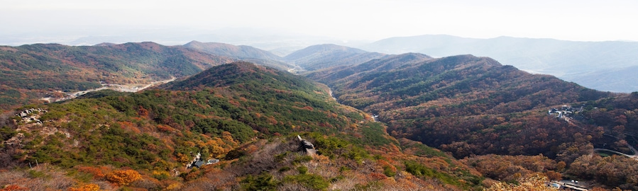 PANORAMA View from palgongsan skyline cablecar, Daegu in Autumn
