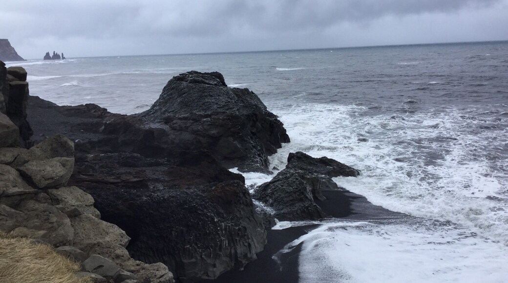 The south part of the cost line in Iceland with power full Altantic ocean coming from bay of Mexico with the Golf stream that makes Iceland possible for people to life in. The power is strong and the waves are beating the cliffs every day.
This area is located near Drangey.