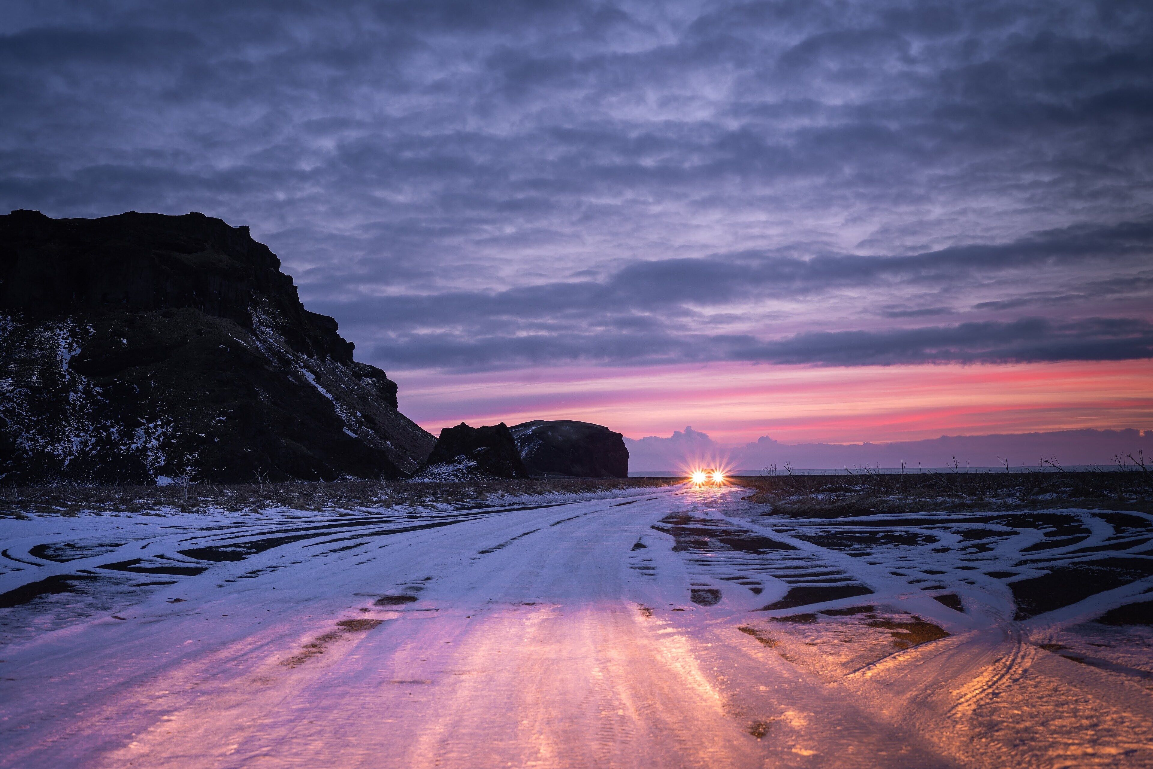 Sunset on Iceland in Vik