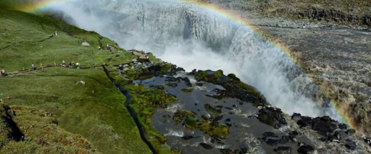 A rainbow from the spray at Dettifoss.