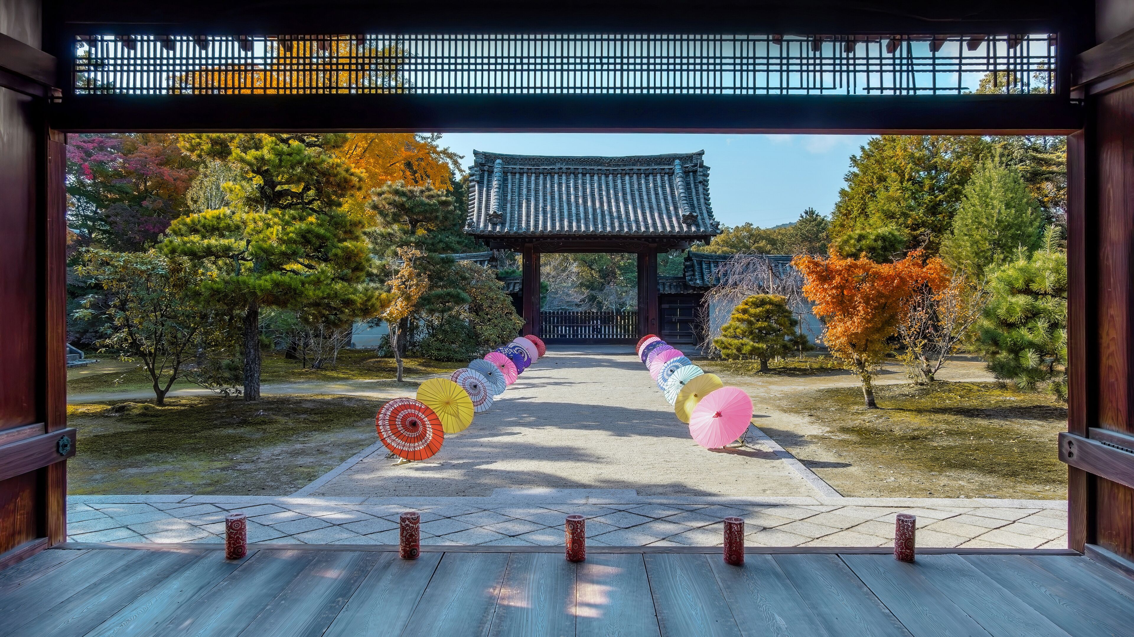 Scenic View of Zuishin-in Temple with beautiful foliage in autumn in Kyoto, Japan