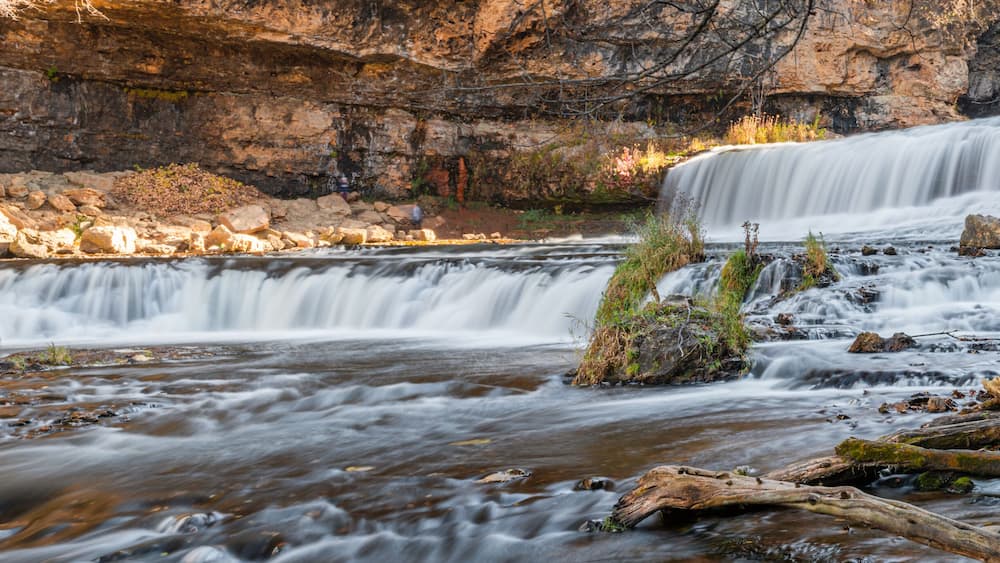 Waterfall at Willow River State Park in Hudson Wisconsin in fall