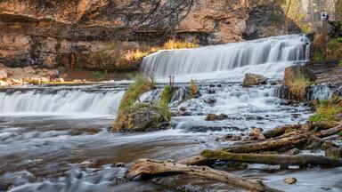 Waterfall at Willow River State Park in Hudson Wisconsin in fall