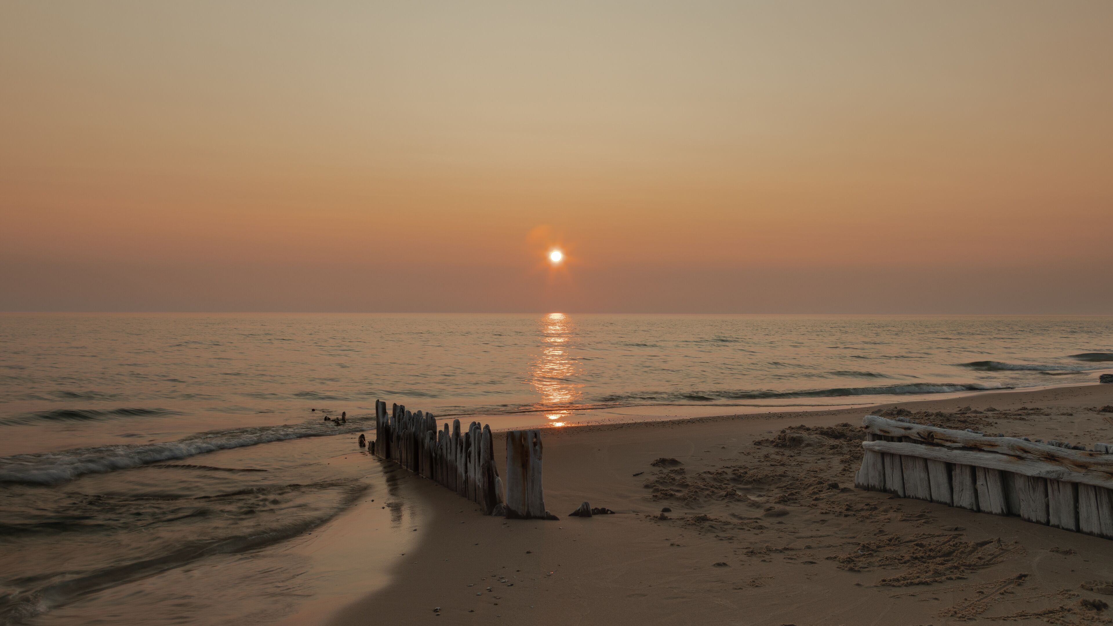 Sun set at the great lakes beach