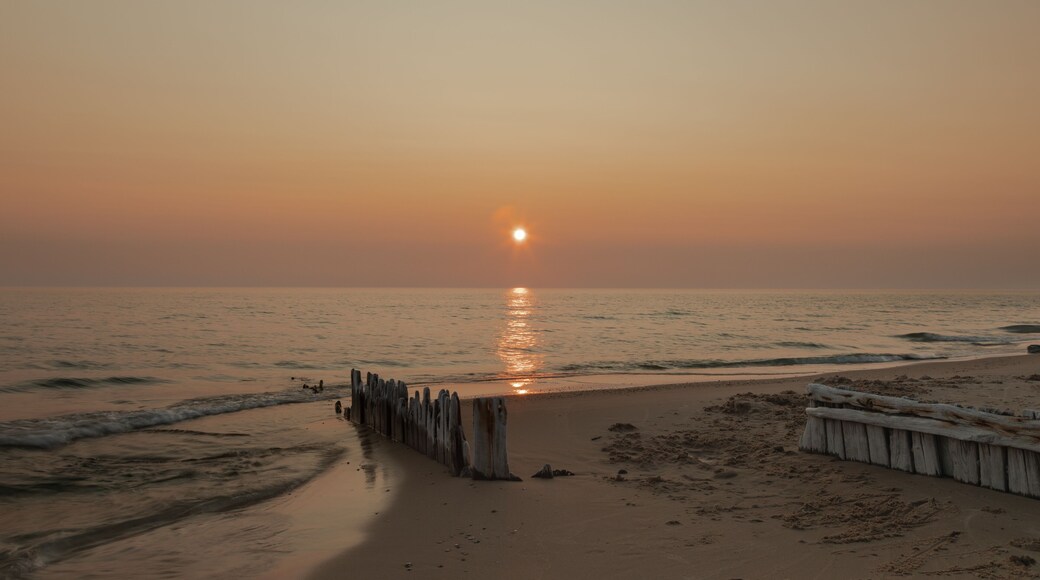 Sun set at the great lakes beach