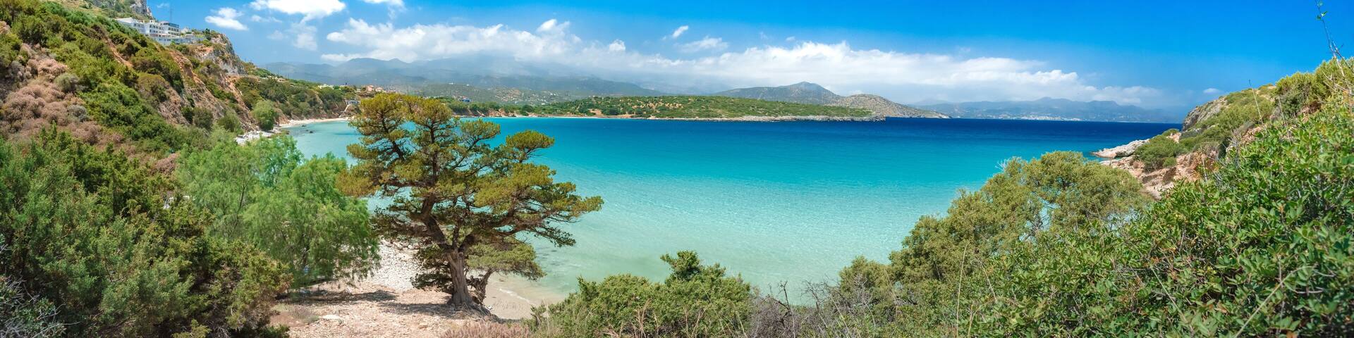 Tropical beach of Voulisma, Istron, Crete, Greece.