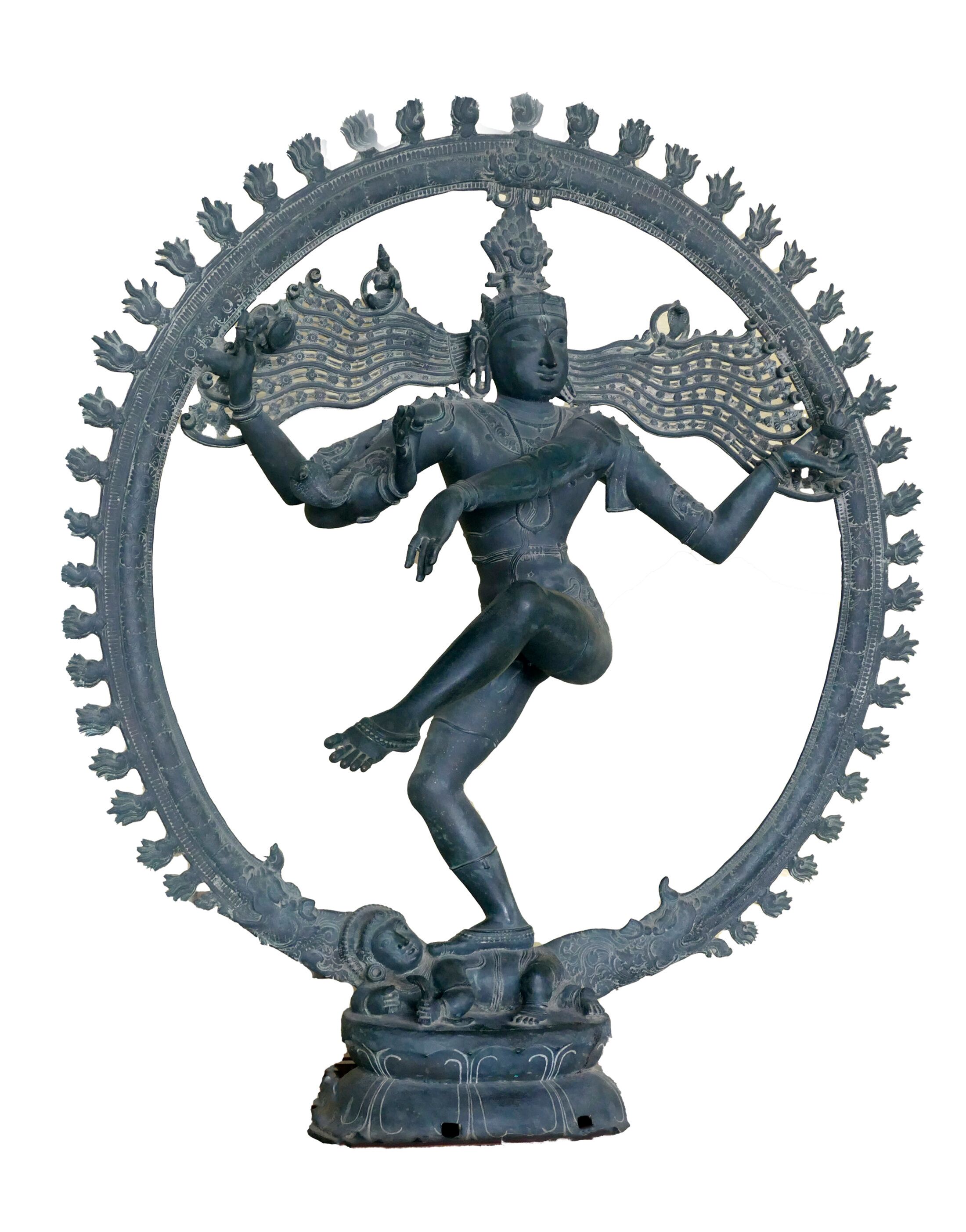 TANJORE, INDIA - DEC 29, 2019 - Shiva Nataraja lord of the dance, 12th century Vedaranyam Chola cast bronze, Bradishwara Temple, Tanjore, Thanjavur,  Tamil Nadu , India