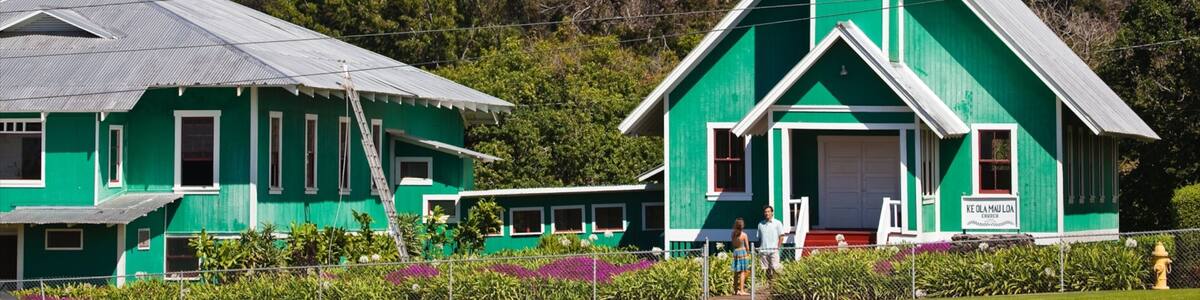 Hawaii das einen ruhige Szenerie, Haus und Kleinstadt oder Dorf