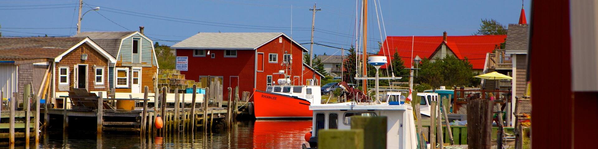 Fisherman\'s Cove which includes a bay or harbor