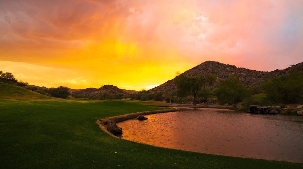 Rainy, stormy sunset in the South mountains, Pima canyon, Phoenix, Arizona