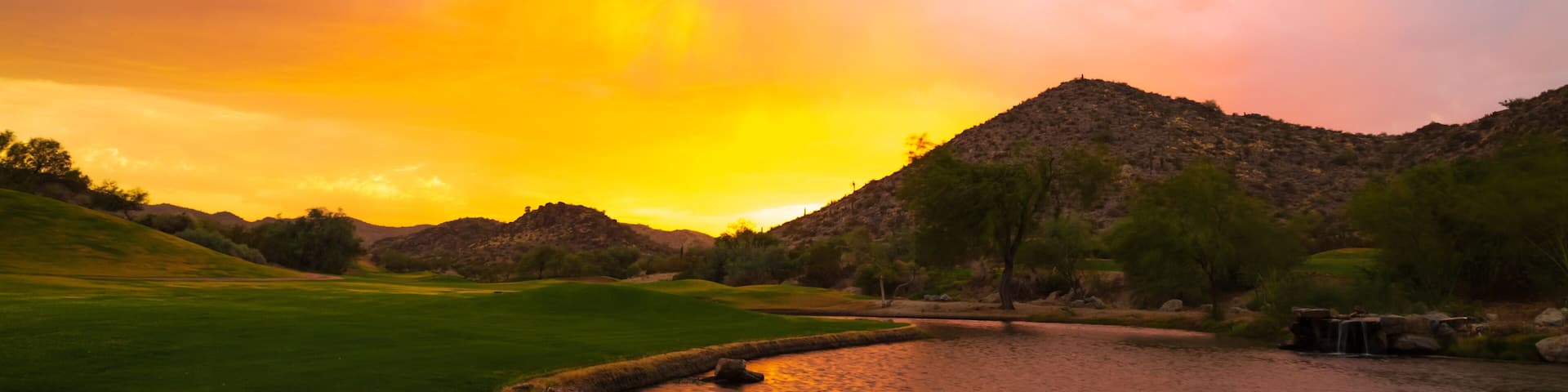Rainy, stormy sunset in the South mountains, Pima canyon, Phoenix, Arizona