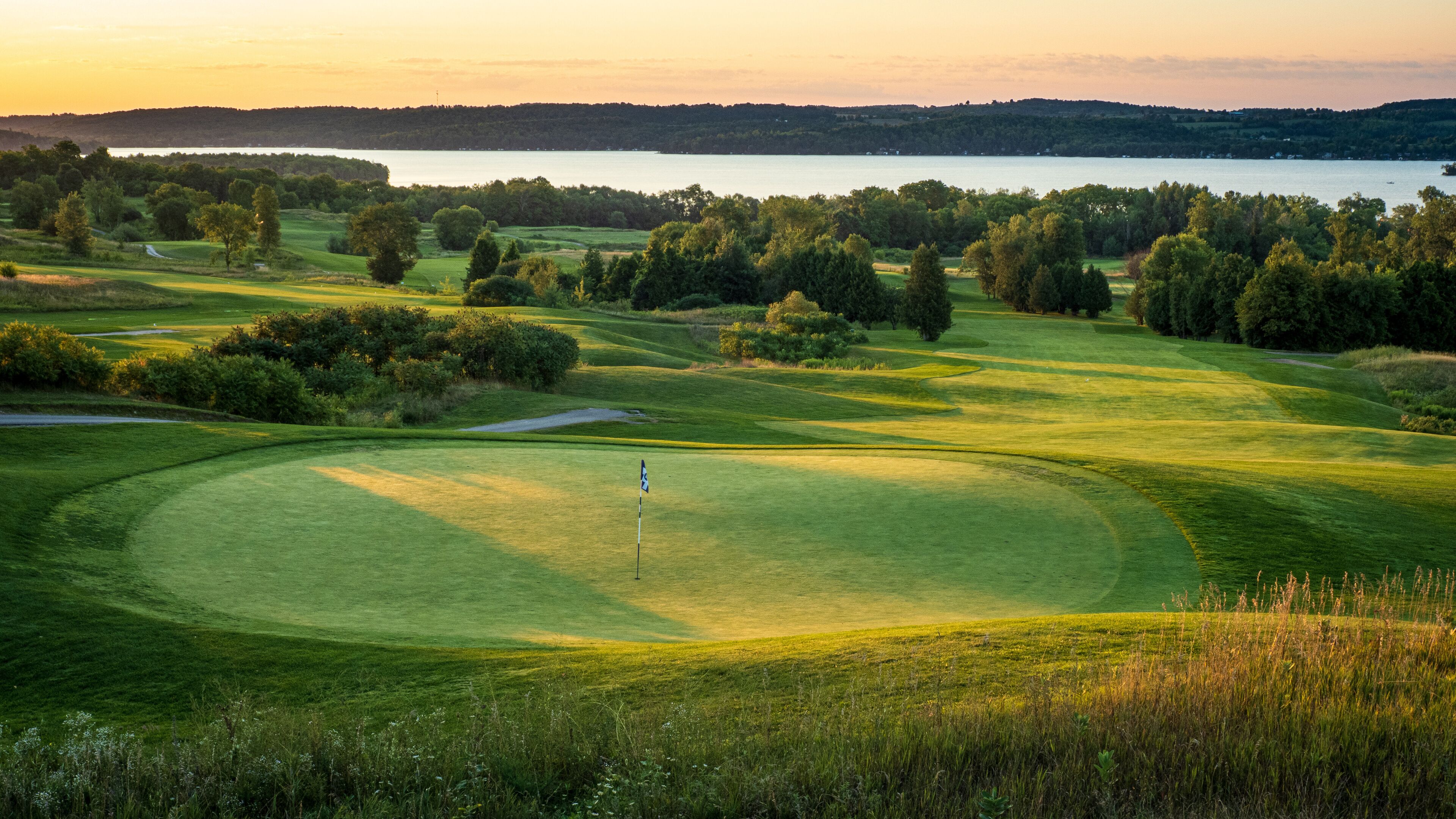 sunrise over golf course