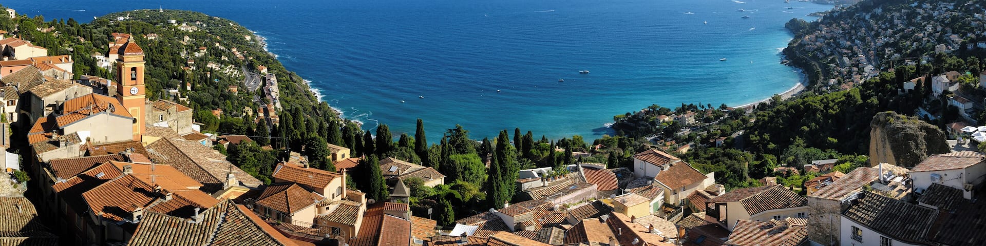 The Bay of Roquebrune, viewed from the castle. Monaco lies on the right.