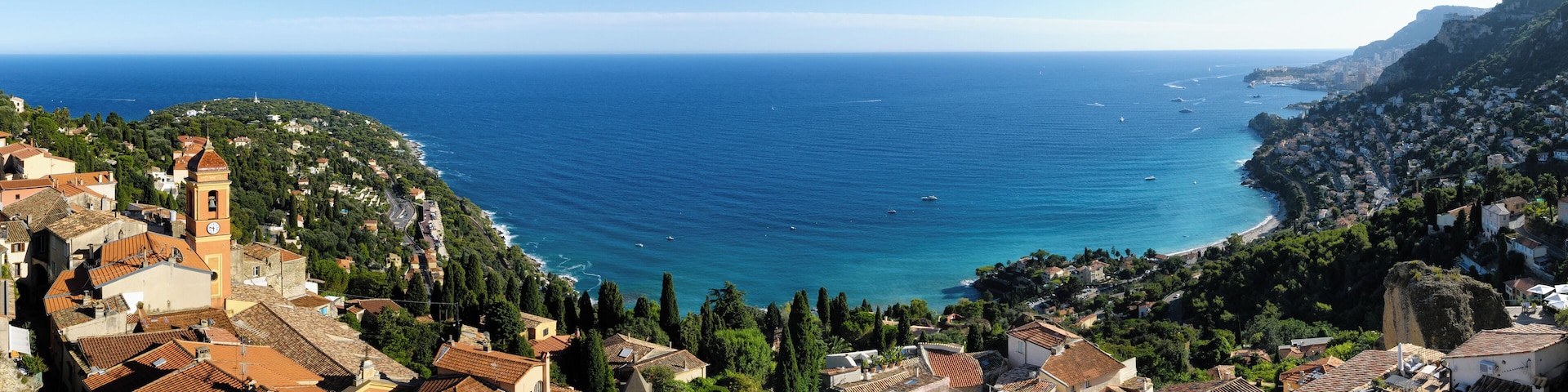 The Bay of Roquebrune, viewed from the castle. Monaco lies on the right.