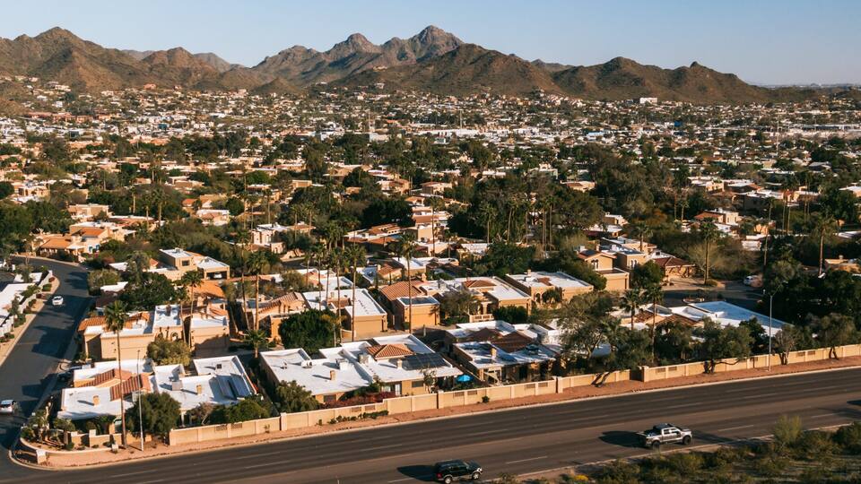 North Mountain which includes landscape views, a small town or village and mountains