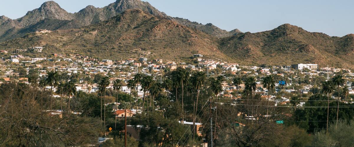 North Mountain showing mountains and a small town or village