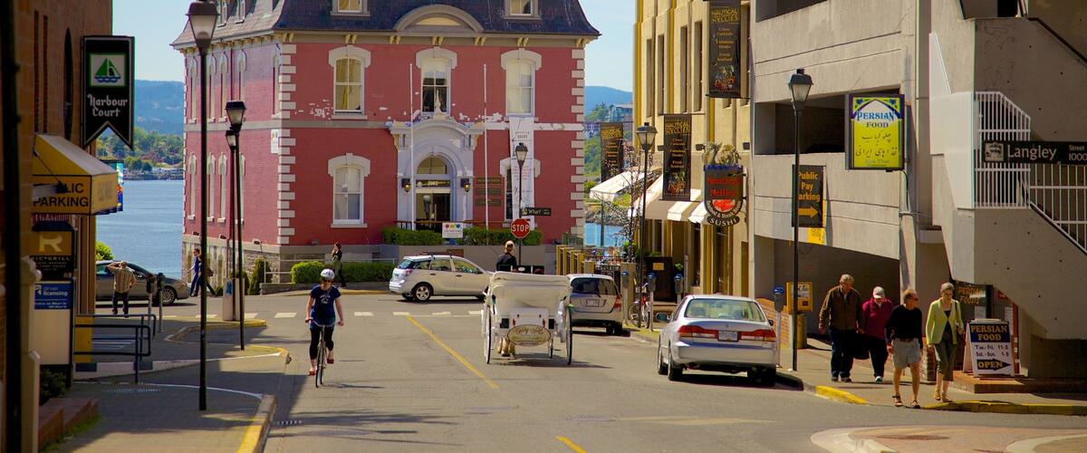 Government Street mettant en vedette bâtiment public, scènes de rue et patrimoine architectural