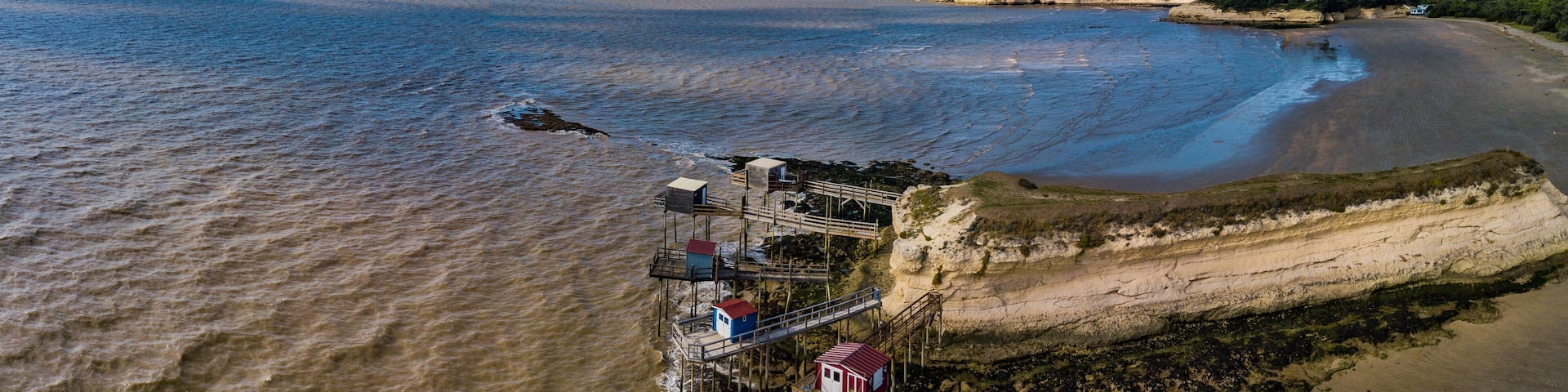 Traditional fisherman wooden hut in the estuary of Gironde, Meschers-sur-Gironde