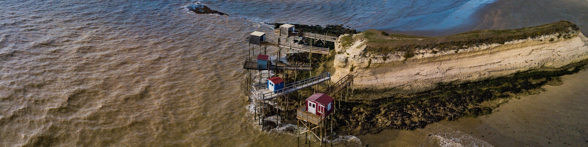 Traditional fisherman wooden hut in the estuary of Gironde, Meschers-sur-Gironde