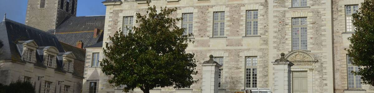 église et abbaye (devenue mairie) de St Georges sur Loire, France