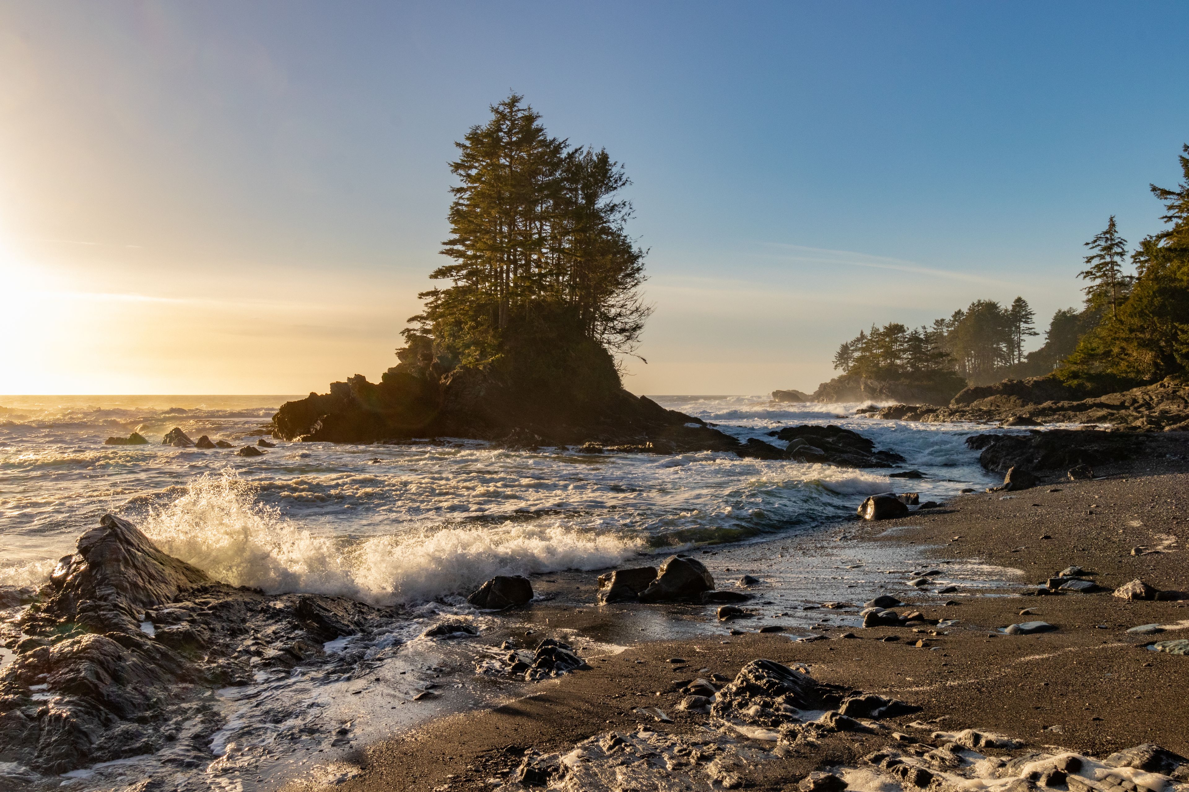 beach island landscape at sunset