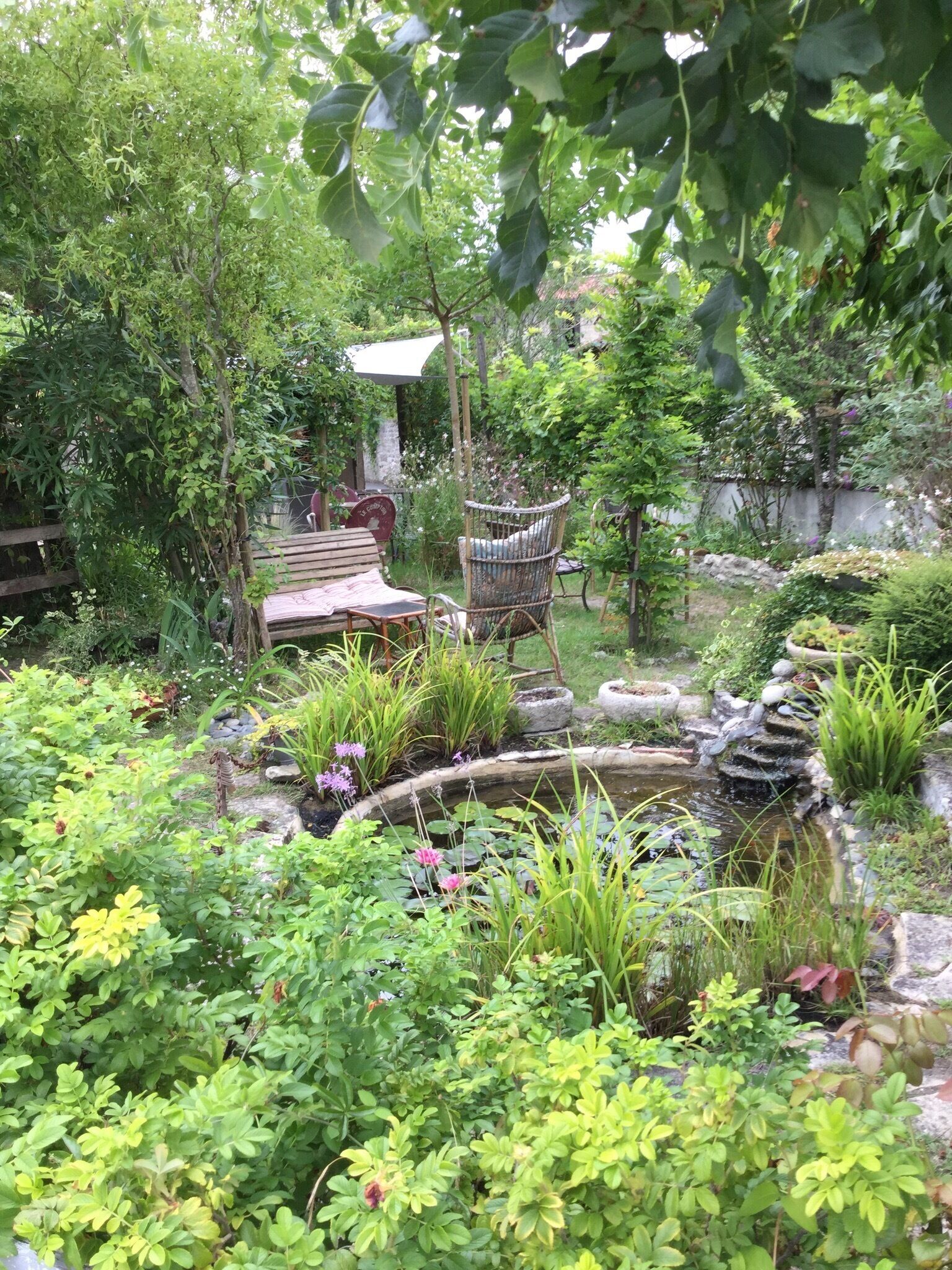 One of the most beautiful villages in France!!!Walking around and waiting for my husband and my son I found this little garden. 'Bouquinerie' means Secondhand-Bookshop. You are invited to read the books in this picturesque garden.