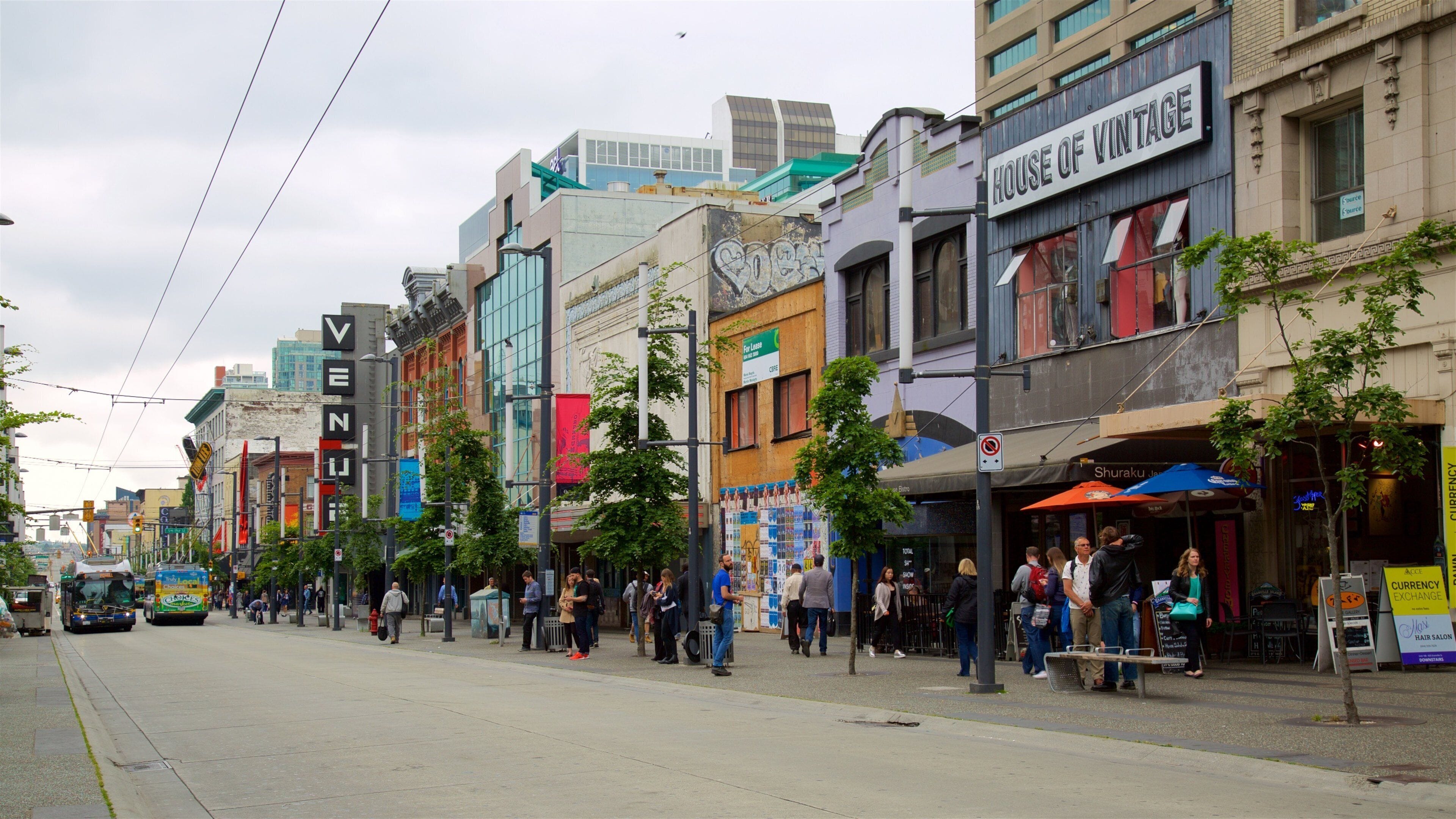 Granville Street which includes signage and heritage elements