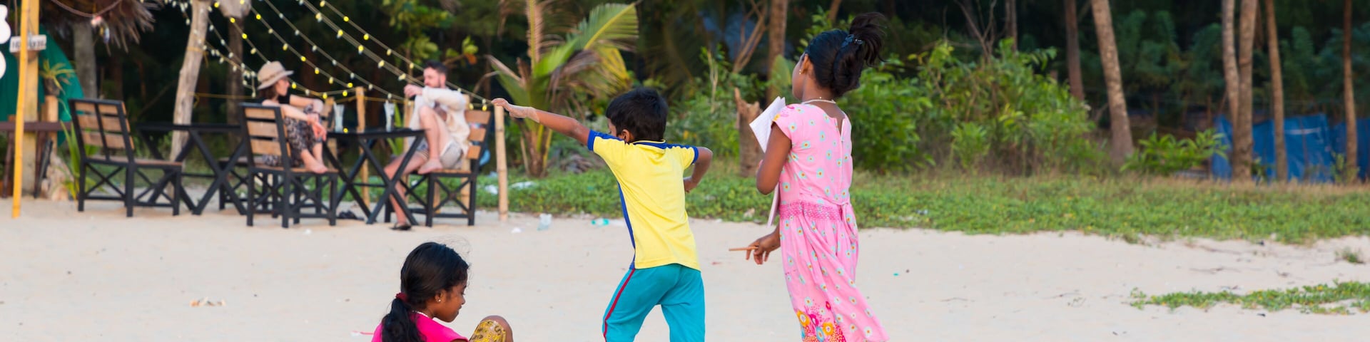 Mararikulam, Kerala - January 5, 2019: Children playing on the beach in Marari Beach in Mararikulam kerala india