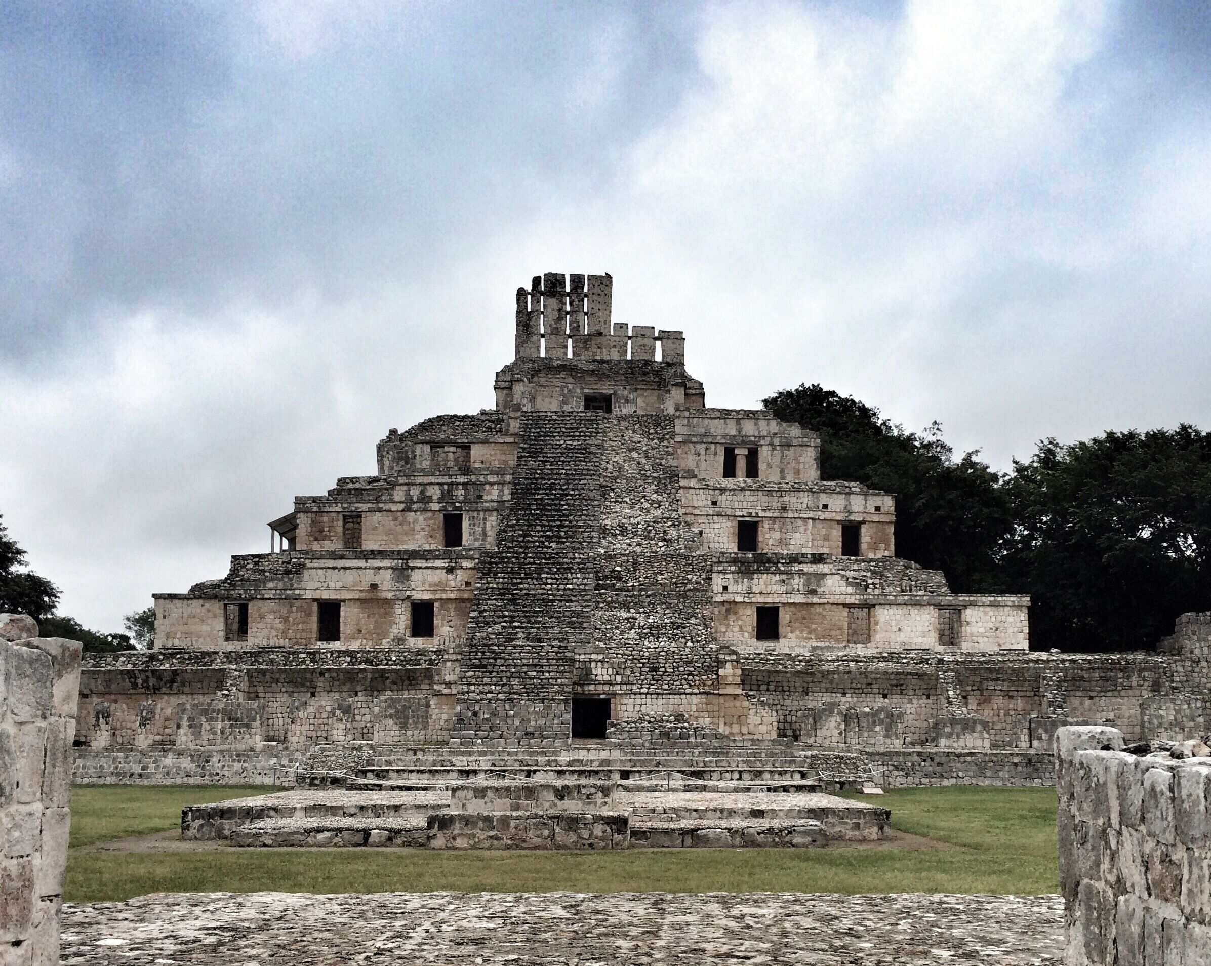 About an hours drive from Campeche.  You won't be disappointed.  Compact site with many impressive structures.  And best of all, it's not very busy.